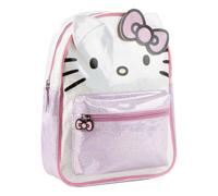 Mochila Infantil Hello Kitty Niña - Mochila Tiempo Libre Talla Única, Efecto Brillante Rosa Claro, Bolsillo Frontal con Cremallera y Tirantes Ajustables, Licencia Oficial para Escuela y Paseos