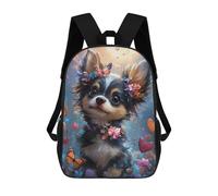 Mochila Infantil Impermeable 3D Chihuahua with Flowers And Butterflies 17inch Mochila Escolar Linda Y Casual De Moda Para Niños Y Niñas