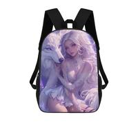 Mochila Infantil Impermeable 3D Fantasy Wolf And Fairy Artwork -1 17inch Mochila Escolar Linda Y Casual De Moda Para Niños Y Niñas