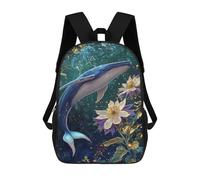 Mochila Infantil Impermeable 3D Whale And Enchanted Flowers 17inch Mochila Escolar Linda Y Casual De Moda Para Niños Y Niñas