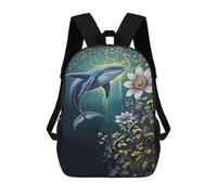 Mochila Infantil Impermeable 3D Whale And Flowers Underwater Scene 17inch Mochila Escolar Linda Y Casual De Moda Para Niños Y Niñas