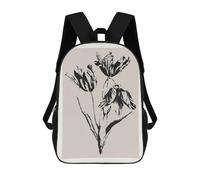 Mochila Infantil Impresa En 3D 17inch Black And White Floral Art Print Mochila Escolar Ligera De Viaje De Moda Para Niños Y Estudiantes