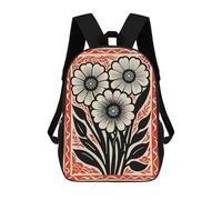 Mochila Infantil Impresa En 3D 17inch Black And White Flowers Mochila Escolar Ligera De Viaje De Moda Para Niños Y Estudiantes