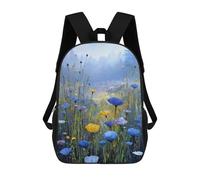 Mochila Infantil Impresa En 3D 17inch Blue And Yellow Flower Field Painting Mochila Escolar Ligera De Viaje De Moda Para Niños Y Estudiantes