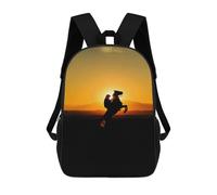 Mochila Infantil Impresa En 3D 17inch Silhouette of Horse And Rider Mochila Escolar Ligera De Viaje De Moda Para Niños Y Estudiantes