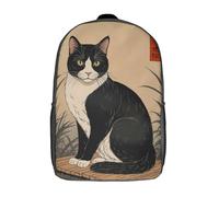 Mochila infantil impresa en 3D con calavera de hongo espeluznante en un bosque oscuro - Bolsa escolar/mochila para estudiantes - Moda informal, ligera, ideal para escuela, colegio y viajes, gato, 17"