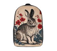 Mochila infantil impresa en 3D con calavera de hongo espeluznante en un bosque oscuro - Bolsa escolar/mochila para estudiantes - Moda informal, ligera, ideal para escuela, colegio y viajes, Conejo