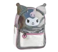 Mochila Infantil Kuromi Hello Kitty Niña - Licencia Oficial, Fantasía Brillante Negro/Plata, Bolsillo Frontal con Cremallera y Tirantes Ajustables, Tiempo Libre y Paseo