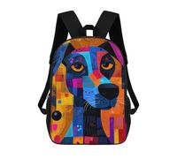 Mochila Infantil, Mochila Expressionist Geometry Dog - Vibrant Abstract Canine Art Impresa En 3D, Mochila Para Niños Y Niñas, Mochila Escolar Ligera Y Ajustable De 17 Pulgadas Para La Escuela Primaria