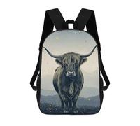 Mochila Infantil, Mochila Highland Cow Watercolor with Gold Accents Impresa En 3D, Mochila Para Niños Y Niñas, Mochila Escolar Ligera Y Ajustable De 17 Pulgadas Para La Escuela Primaria 17inch