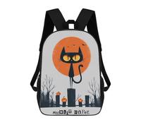 Mochila Infantil, Mochila Moonlit Curse - Black Cat Halloween Art Impresa En 3D, Mochila Para Niños Y Niñas, Mochila Escolar Ligera Y Ajustable De 17 Pulgadas Para La Escuela Primaria 17inch