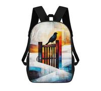 Mochila Infantil, Mochila The Magpie - Monet Inspired - Geometric Winter Scene - Abstract Impressionist Landscape Impresa En 3D, Mochila Para Niños Y Niñas, Mochila Escolar Ligera Y Ajustable De 17 Pu