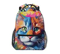 Mochila Infantil Neon Cat Funny Mochila Escolar Clásico Bolsa De Viaje Unisex Mochilas Escolares para Mujeres Universitaria Juveniles