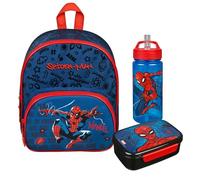 Mochila infantil para guardería, diseño de Spider-Man, Juego de 1 mochila, botella y fiambrera, 25 x 31 x 10 cm