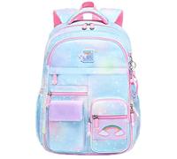Mochila infantil para niña, 40 x 30 x 17 cm, bonita mochila con compartimentos para niñas, niños, estudiantes de escuela primaria, azul