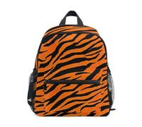 Mochila infantil para niños y niñas, diseño de rayas de tigres atrevidos, color naranja, mochila preescolar pequeña con etiqueta de nombre, Bold Tigers Stripes Orange, 6-8 Years, Lindas mochilas