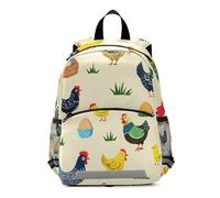 Mochila infantil para niños y niñas, lindas gallinas de granja, color amarillo, mochilas pequeñas para preescolares de 3 a 6 años, mediana