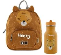Mochila infantil personalizada con nombre, diseño de tigre Trixie, ideal para guardería, guardería, correas ajustables, cremalleras aptas para niños, opcional con botella de agua Tiger