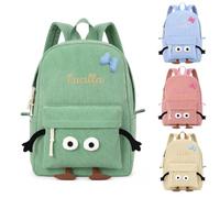 Mochila Infantil Personalizada con Nombre Mochila Escolar de Pana para Niña Niño Mochila Guardería Preescolar Infantil Ligera Bolsa Colegio Regalo Cumpleaños Vuelta al Cole (Verde-Bordado)