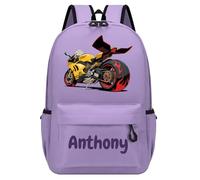 Mochila infantil personalizada con nombre y diseño - Mochila escolar impermeable ergonómica 10 l para guardería y escuela - Unisex para niños y niñas 36 cm × 26 cm, morado, S