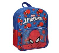 Mochila Infantil Spider-Man Niño Licencia Oficial - Mochila Escolar Azul y Roja con Bolsillo Frontal Transparente y Cremalleras, Talla Única, Ideal para Guardería y Vuelta al Cole