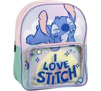 Mochila Infantil Stitch Disney Original con Diseño Arcoíris y Bolsillo Transparente | Mochila Stitch Escolar Preescolar y Primaria Niñas y Niños Resistente