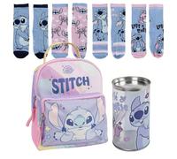 Lucky Boxer Mochila infantil tiempo libre Stitch + Pack de 4 Calcetines infantiles diseño Stitch Talla 27-30