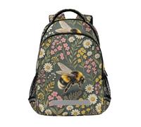 Mochila infantil vintage de abeja y flores con bolsas grandes para libros para niños y niñas de sexto grado