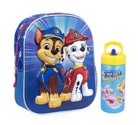 Mochila Infantil y Botella escolar. Pack Diseño Colorido | Mochila Escolar 31x25x10cm Niño Niña de 3 a 8 Años | Material Escolar Vuelta al Cole (Paw Patrol)