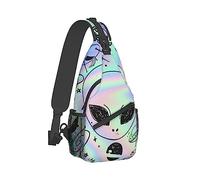 Mochila informal con bandolera, mochila de día, lindo alienígena espacial, planeta, arte, bandolera, bandolera, mochila táctica, mochila de viaje, bolsa de camping al aire libre para hombres y mujer
