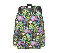 Mochila informal con lindos monstruos y criaturas zombie de dibujos animados, ligera, para portátil, ideal para ir al trabajo, para uso diario, viajes, con asa superior, bolsillos para botellas de agu