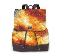 Mochila informal de cuero para mujer con estampado de fuego acuático y baloncesto, para el trabajo
