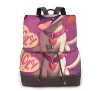 Mochila informal de piel con diseño de perro con lengua afuera para mujer