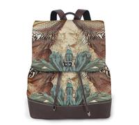 Mochila informal de piel con estampado de dos lagartos que se miran entre sí, para el trabajo