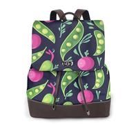 Mochila informal de piel con estampado de guisantes verdes y cebollas para mujer, para el trabajo