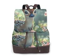 Mochila informal de piel con estampado de Little Elk in the Grass para mujer, para el trabajo