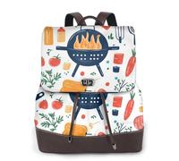 Mochila informal de piel para mujer con estampado de tomate y zanahoria, para el trabajo