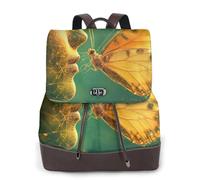 Mochila informal de piel para mujer con texto en inglés «The Girl Gentle Kissed the Butterfly»
