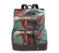 Mochila informal de piel para mujer, diseño de gallo verde y rojo
