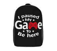 Mochila Informal del Pausé Mi Juego para Estar Aquí Jugador Divertido Portátil Impermeable Bolso Mochila Poliéster Estampada Mochila para Trabajo, Viaje, Escuela, 43X32X14Cm