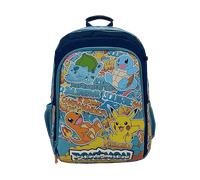 CyP Brands-Pokémon- Mochila, Mochila adaptable a carro, Pikachu, Charmander, Squirtle, Bulbasaur, Multicolor, Producto Oficial