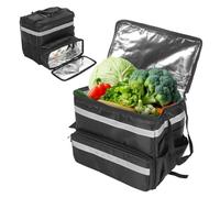 Mochila isotérmica de reparto con un diseño único para entrega de pizzas | Bolsa isotérmica expandible con tiras reflectantes, ideal para reparto en bicicleta y acampada