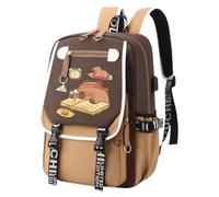 Mochila Kawaii Capibara de Gran Capacidad, Linda Mochila Escolar para Adolescentes, Unisex con Estuche(B)