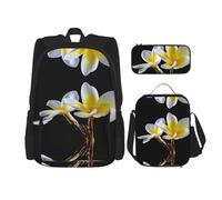 Mochila Kawaii con lonchera 3 en 1, estuche para lápices, combo a juego, notas musicales voladoras botánicas, Hermosa flor., Talla única