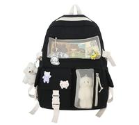 Mochila Kawaii para Niñas - Gran Capacidad Lindo Oso Accesorios Mochila Con Pines Y Colgantes | Multibolsillos Japoneses Mochilas Escolares para Adolescentes, Escuela Intermedia, Universidad, Arroz