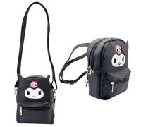 Mochila Kuromi Kawaii de Cuero PU - Accesorio My Melody Sanrio para Niñas - Incluye Pequeña Bolsa Hello Kitty