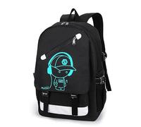 Mochila LED para niños, mochila con puerto de carga USB, mochila para escuela, mochila negra para adolescentes, mochila genial para niños, soplador de hojas para niños, Negro, Talla única