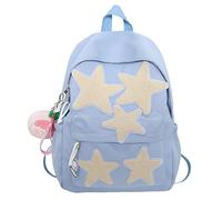 Mochila ligera mujer, moderna, con diseño estrellas y parches, ideal la universidad, adolescentes, impermeable, informal, el día a día.