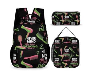 Mochila ligera "No te preocupes por mi cabello, yo hago el tuyo", con frase de barbero, bolsa de libros con lonchera, bolsas de almacenamiento, mochila, conjunto de mochila, mochila de día con lonche