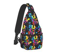 Mochila Ligera para Hombre con Bandolera, Colorido Rompecabezas, concientización sobre el Autismo, Bandolera Negra, Bolsas de Gimnasio Ajustables, Bolsa de Pecho de Gran Capacidad con Correa ajustabl